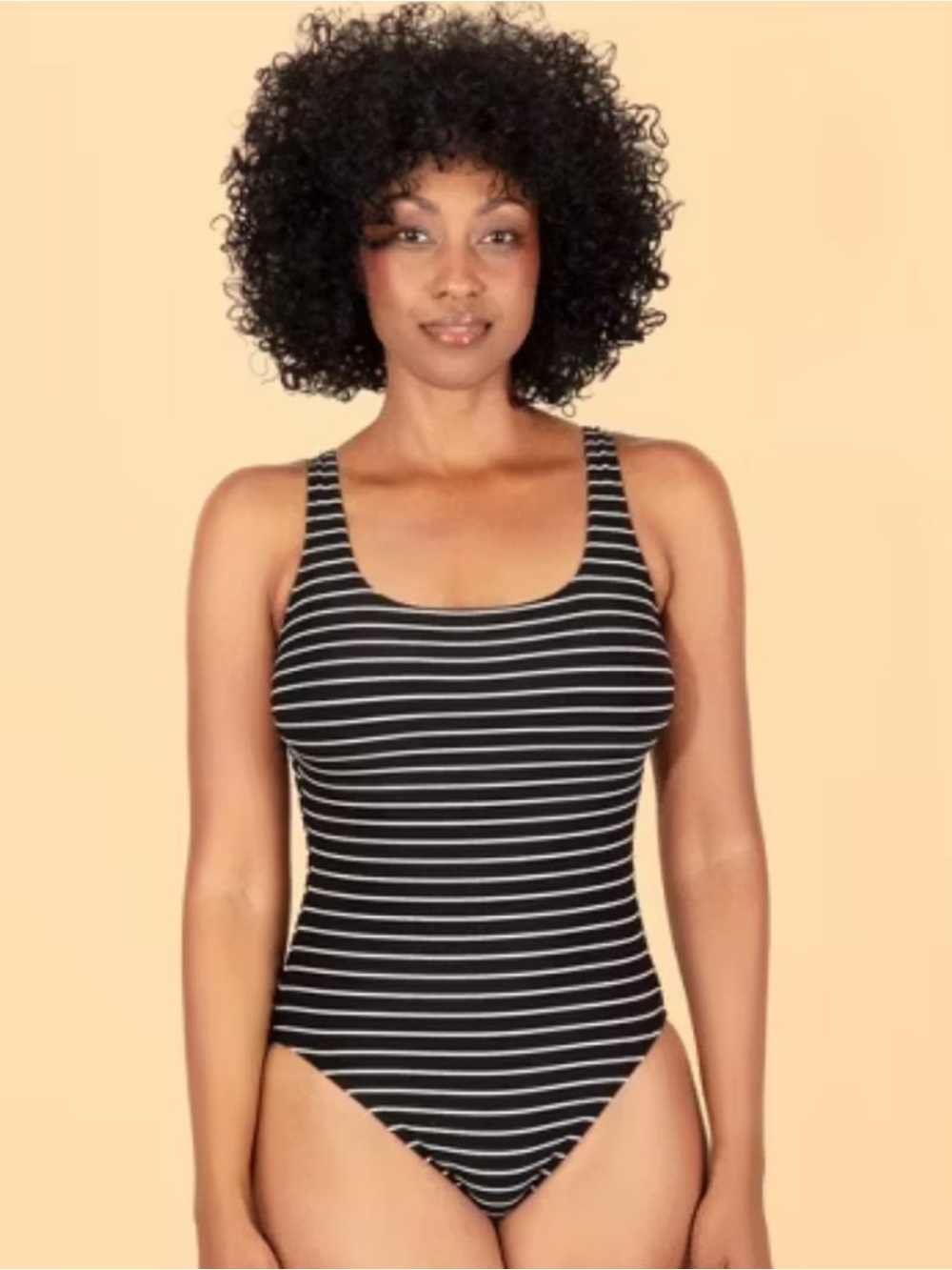 Lands' End Women's Striped Full Coverage Tie Back One Piece Swimsuit